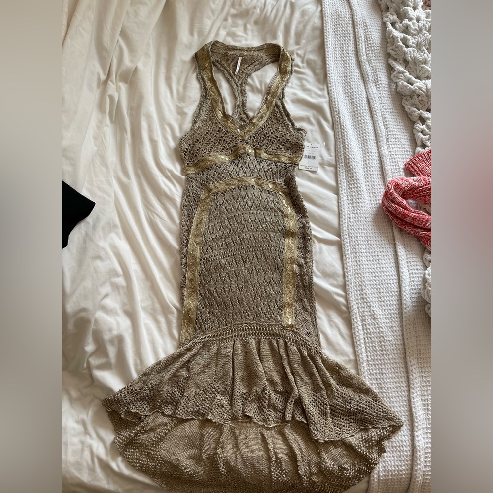 NWT free people gold knit dress